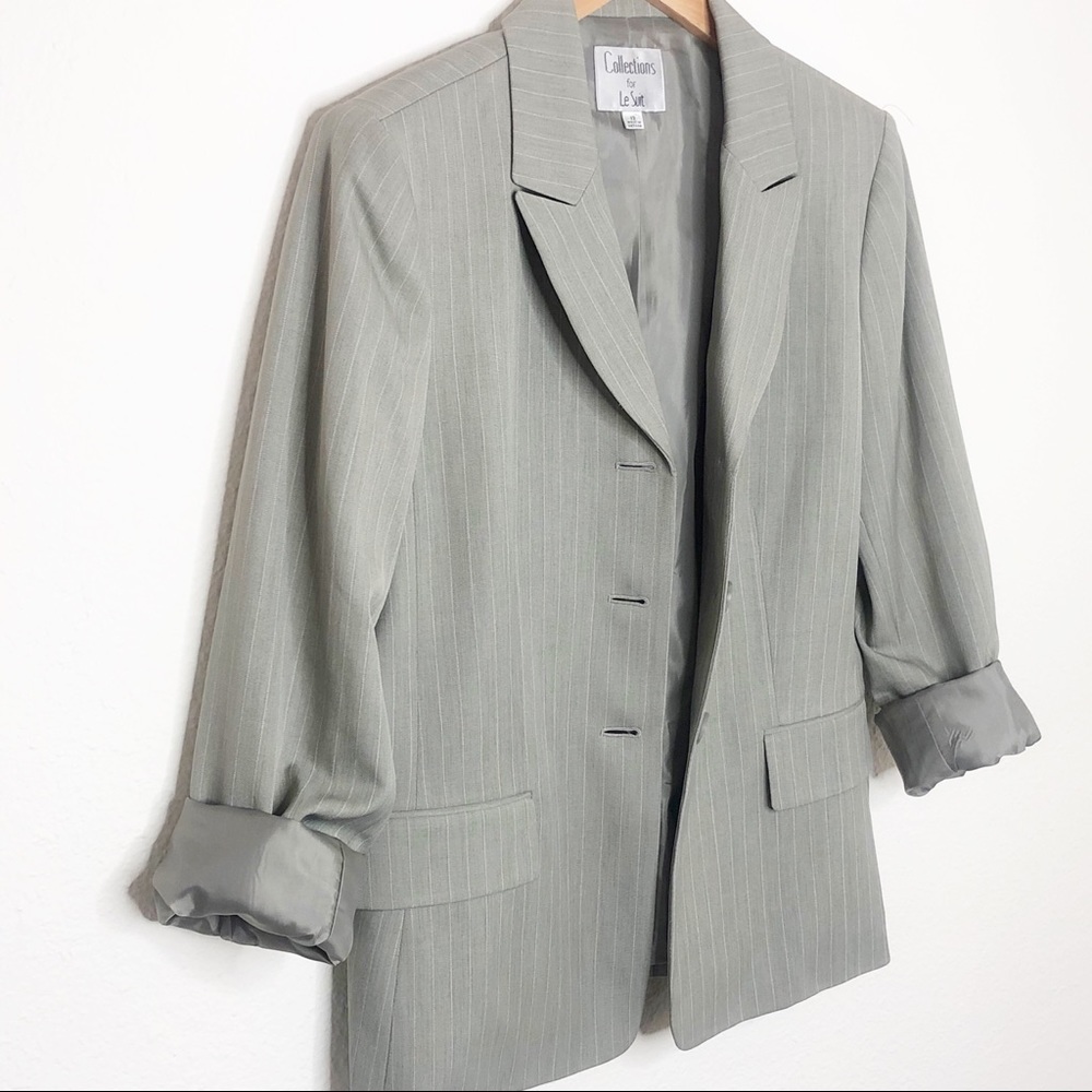 Vintage Collections By Le Suit Gray Suit Jacket